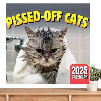 2025 Kattplanerare Kalender Kreativ Arg Katt Kalender Dekorativ Konst Kalender Kreativ Kattkalender Konstkalender för Hemmet