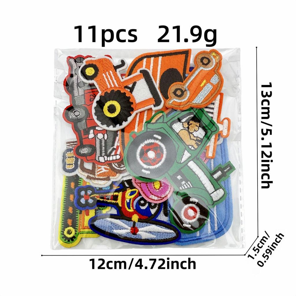 Creative Cartoon Car & Airplane Truck Embroidered Patch for Kids' Clothing Repair