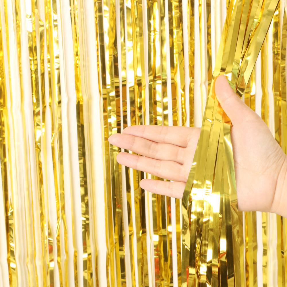 

Party Decoration Rain Curtain Birthday Arrangement Wedding Background Wall Decoration Bright Rain Curtain Fringed Balloon Decoration Curtain 1X2m gold rain curtain