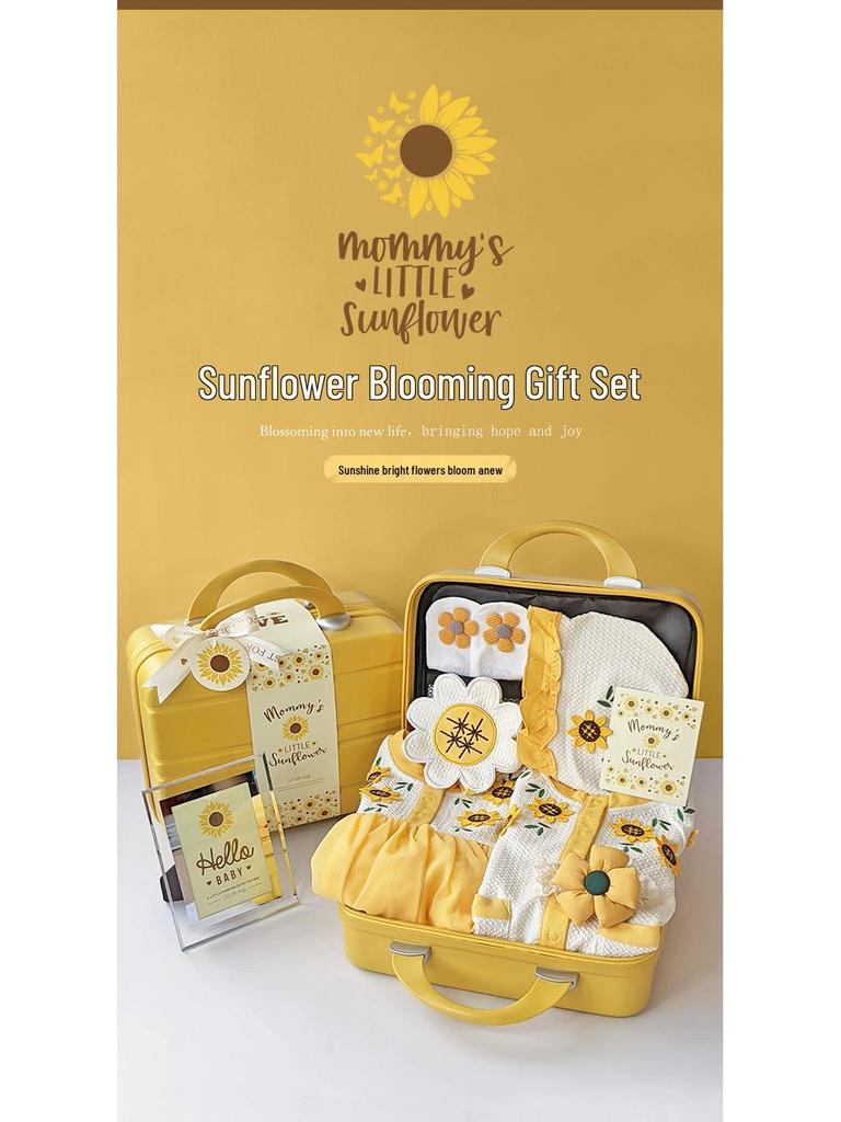 Newborn Baby Girl Sunflower Dress Gift Box - Summer/Autumn First Birthday Outfit