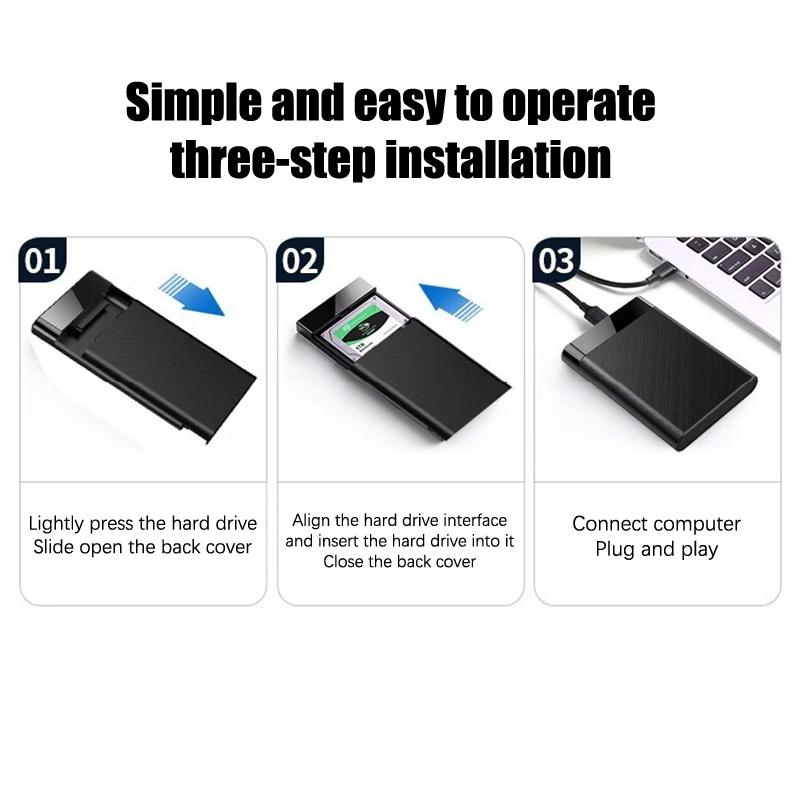 2,5-calowa obudowa na dysk twardy USB 3.1/2.0 Type C, obudowa na dysk SSD SATA, obudowa na zewnętrzny dysk twardy SSD lub HDD do notebooka