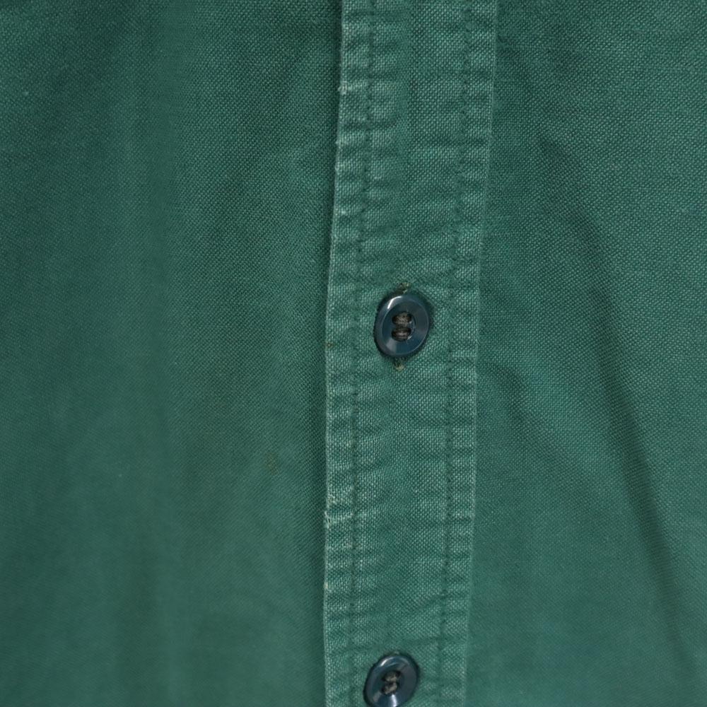L.L.BEAN 70s Vintage Cursive Tag Chamois Long Sleeve Work Shirt 16 Green Women Used