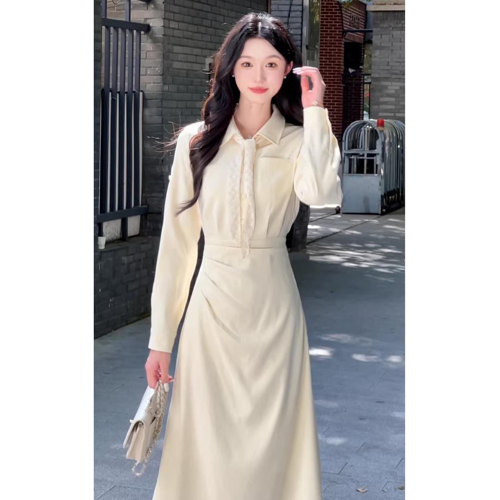 2026 New Style Korean Style Spring and Summer Outfit, Stunning and Versatile, High-End Long-Sleeved Shirt Dress for Women
