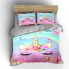 3Pcs Glitter Floral Unicorn Face Duvet Cover Set Rainbow Pastel Girly Bedding Includes 1 Duvet Cover And 2 Pillowcase Gift