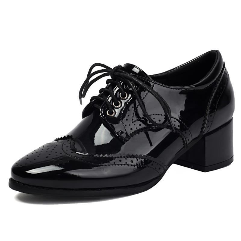 Elegant Women s Loafers Shoes Fashion Lace-up Black Silver Low Heels Classic Casual Western Party Office Oxfords Shoes Comfort 35
