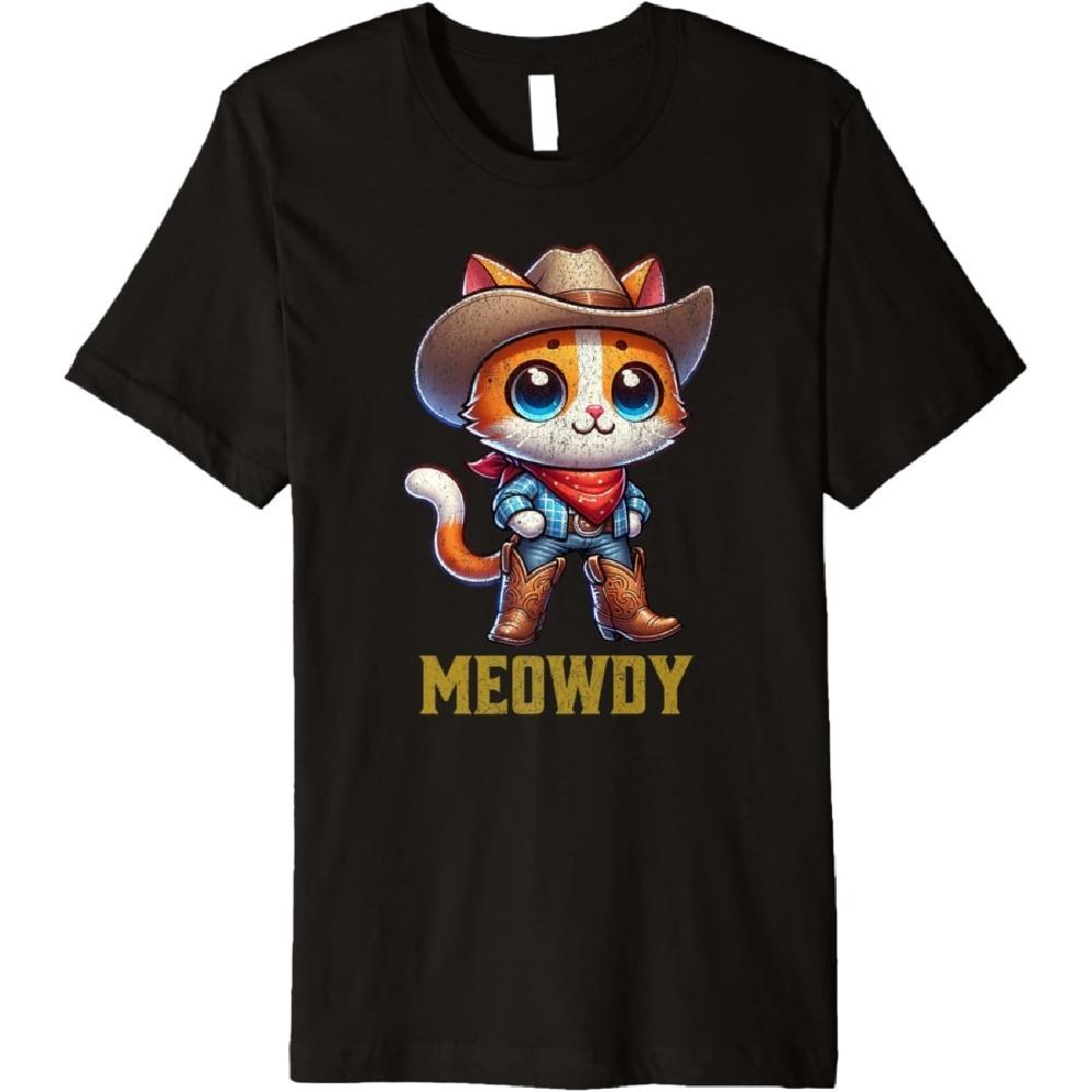 Funny Meowdy Country Music Cat Cowboy Hat Boots Premium T-Shirt XXXXXL чёрный