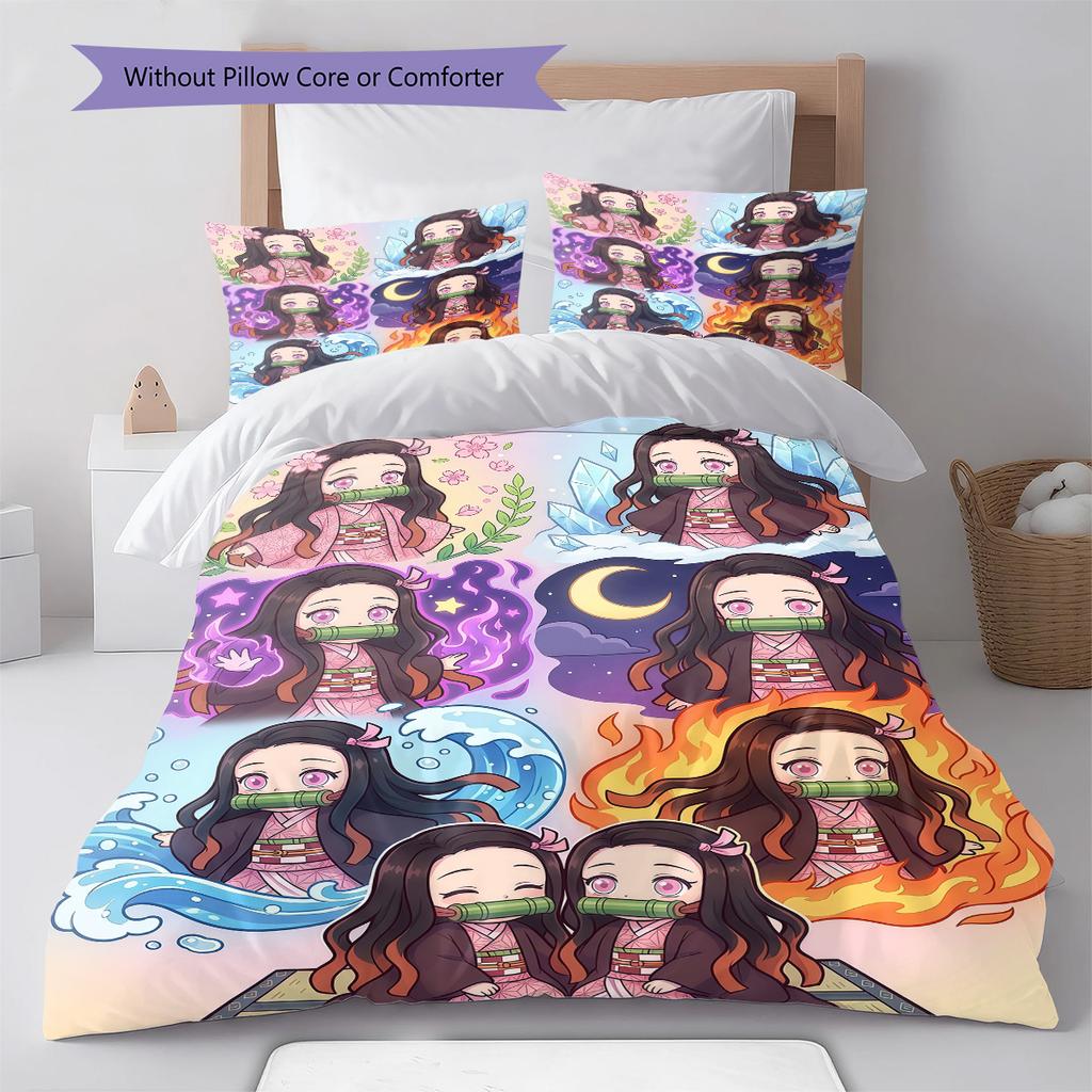 Nezuko Soft Quilt Cover Duvet Cover Bedding Set Comforter Cover Bedroom Home Decorative Style -QJY