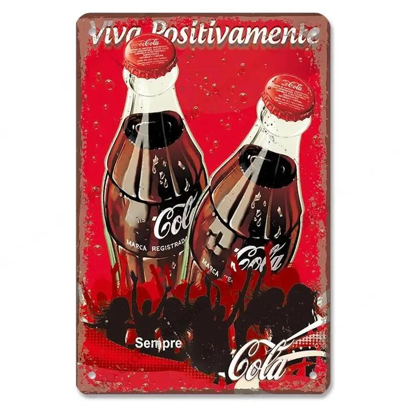 Cola Soft Drinks Poster Metal Tin Signs Vintage Girls Drink Cola Bottles Metal Plate Wall for Bar Pub Club Restaurant Decor
