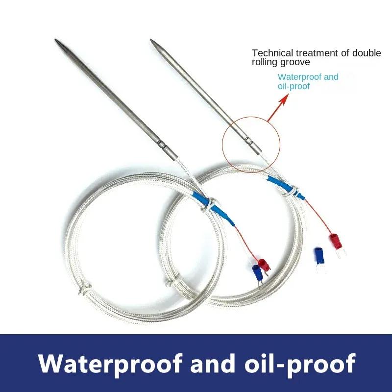 NTC\PT100\PT1000 Class A Temperature Sensor 4X100mm Needle Tip Wire Shielded Cable 1-8m Meter Food Grade Stainless Steel SUS304