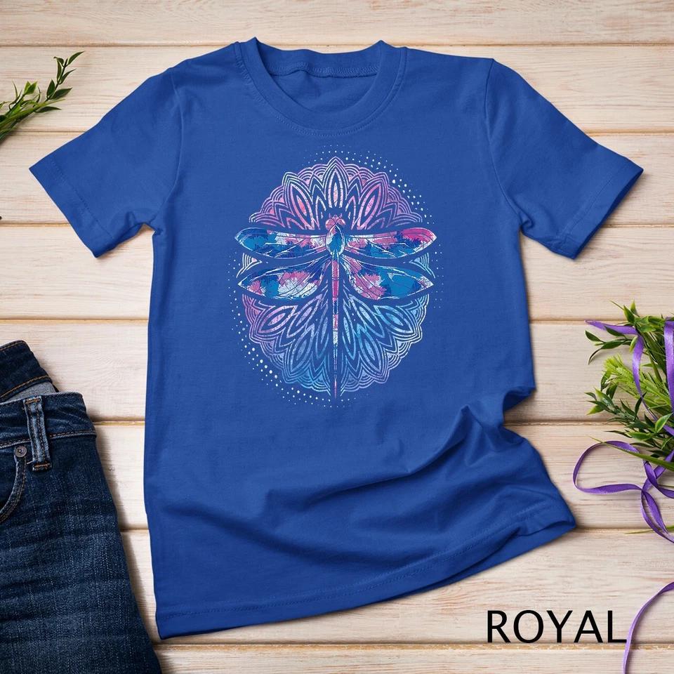Dragonfly Yoga Meditation Prana Sacred Geometry Mandala T-Shirt Unisex T-shirt 7 4XL