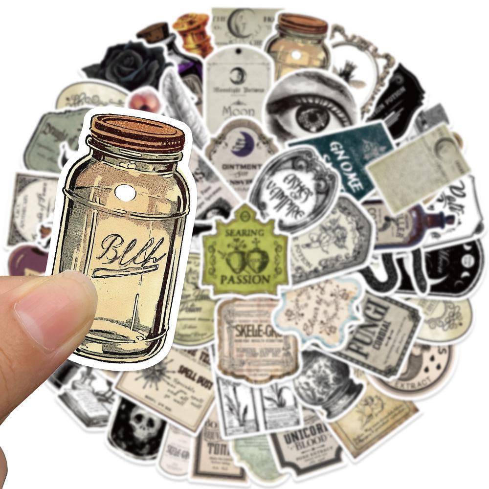 10/30/50/100pcs Gothic Potion Label Cartoon Stickers Retro Waterproof Decals DIY Guitar Notebook Phone Car Cool Cool Sticker Toy
