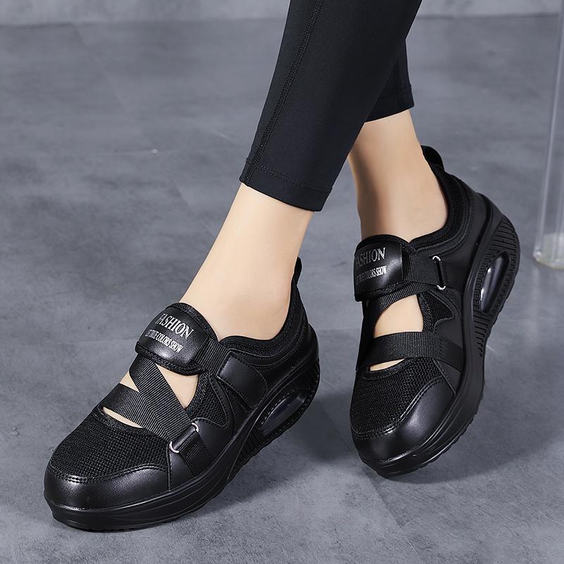 Summer Women's Breathable Air Cushion Shoes Thick-soled Women's Casual Velcro Shoes Walking Shoes Sports Shoes