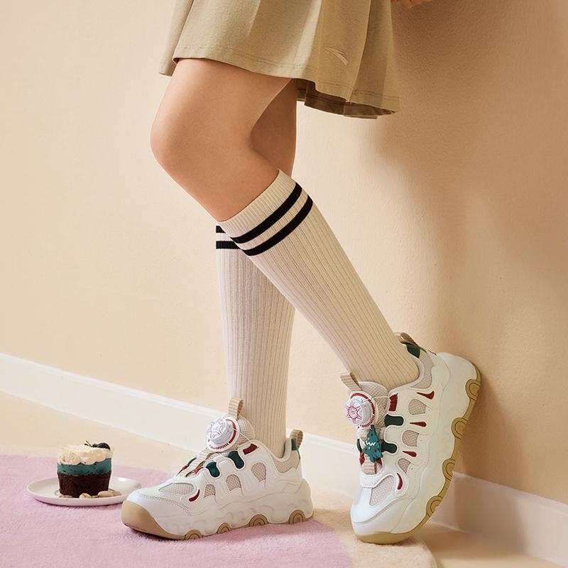 Anta Comfortable Knob Anti-Kick Wear-Resistant Kids Casual Shoes Kids Shoes Gray White A22448829-4