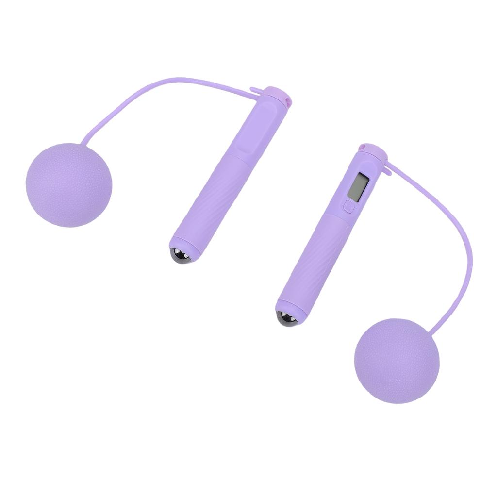 Cordless Jump Rope with Counter Weighted Ball Magnetic Bead Handle Skipping Rope for Indoor Fitness Purple