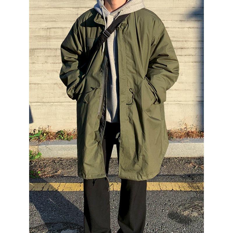 MYQ Herren Winter Mittellange Dicke Baumwolljacke - Koreanischer & Japanischer Stil Windjacke