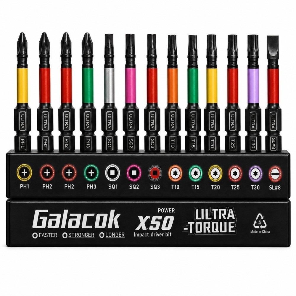 13 Pieces Magnetic Screwdriver Bits Set Color Coded Base Driver Bits Accessories Home DIY Use