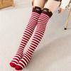 Over Above Knee Socks Long Womens Striped Panda Cat Winter Warm Ladies Girls Black White Funny Thigh High Stockings Christmas
