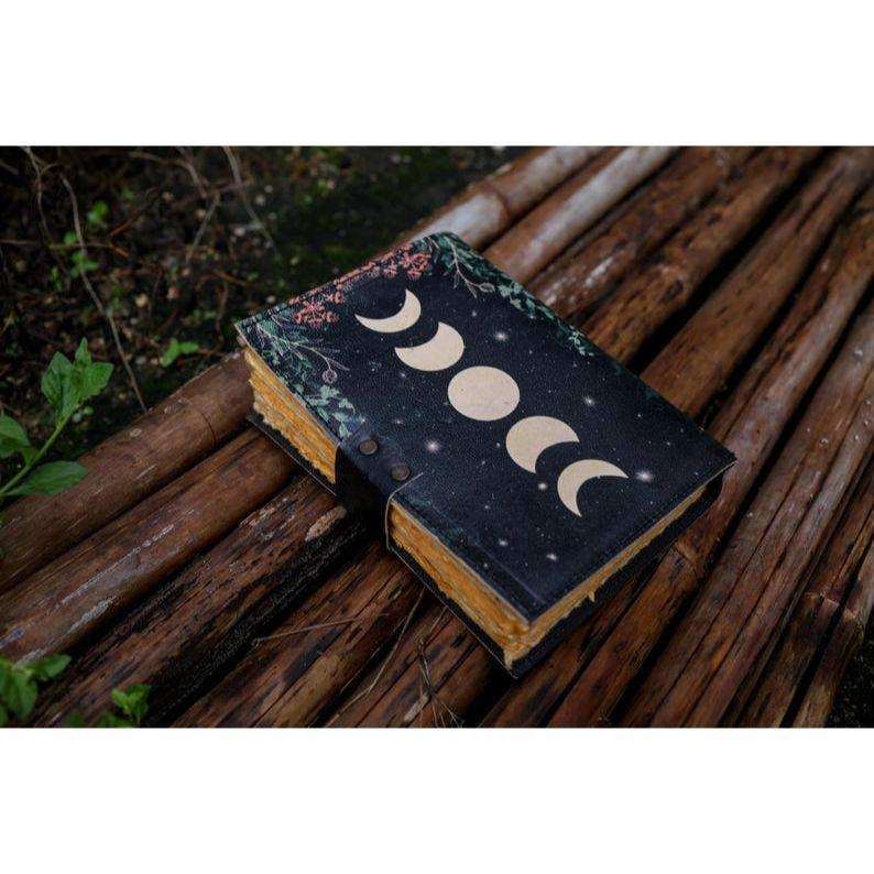 Sun and Moon Handmade Deckle Paper Journal for Men and Women7/5 Grimoire Spell Notebook for Traveling Sketchbook Book