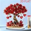 Bohemian Style Acrylic Crystal Heart Rose Tree Decoration, Suitable for Halloween and Christmas Ornaments with Golden Base and Red Roses 