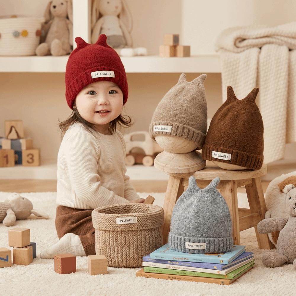 Warm Toddler Knitted Beanie Windproof Baby Knit Cap New Pull-On Hat  Fall Winter Wear