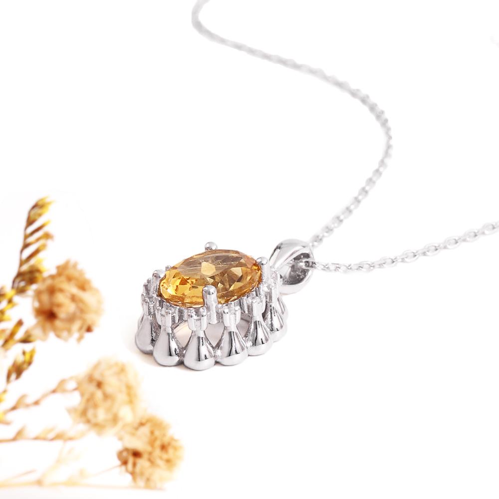 925 Sterling Silver Ring Earrings Pendant Necklace Nautral Oval 7*9mm Citrine Fine Jewelry Set for Women's Banquet Birthday Gift