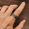 Retro Flowers Adjustable Open Ring For Men Silver-plated Copper Gothic Punk Edgy Indie Jewelry Niche Accessories Unisex Gift