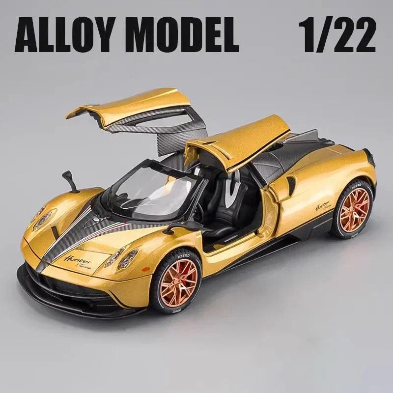 1:22 Pagani Huayra Sports Car Model Toy Alloy Diecast Doors Opened Sound Light Pull Back Miniature Supercar Holiday Kids Gifts