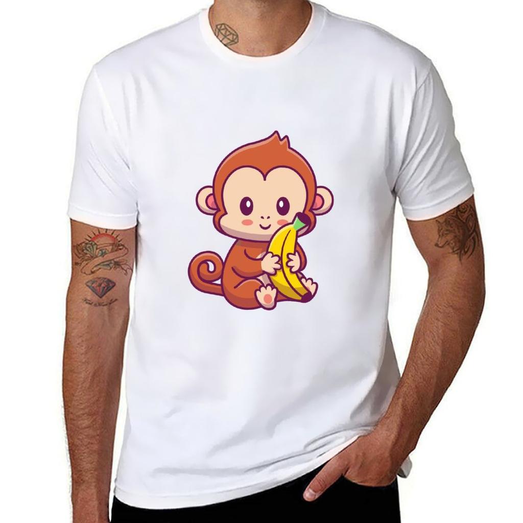 Cute Monkey Tshirt Trendy Print Short Sleeve Tshirt