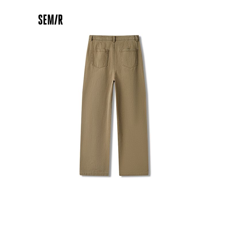 

Senma Casual Pants for Women Retro Pure Cotton Pants Belt Ins Trendy Autumn Brushed Distressed Pleated Loose Pants Trendy Brown adjustment 00455 150/58A/XS