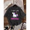 Creative Unicorn Print Vintage Washed T Shirt Short Sleeve Springsummer Unisex S Essential Perfect , Unisex T-Shirt