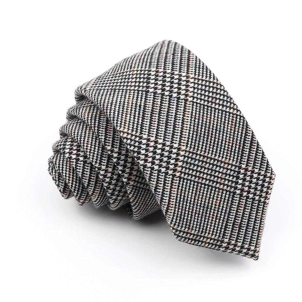 New Men's Tie Solid Color Stripe Soft Skinny 6cm Jacquard Necktie