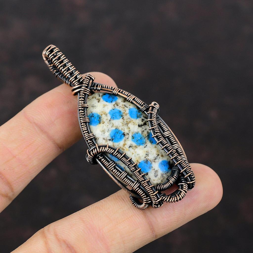 K2 Jasper Pendant Copper Wire Wrapped Pendant Gemstone Pendant Dainty Copper Jewelry Handmade Pendant Wire Wrapping Jewelry Pendant For Gift