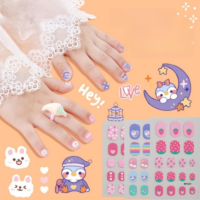 Children'S Nail Stickers Cartoon Unicorn Strawberry Butterfly Nail Stickers Diy Waterproof Detachable Nail Decoration Stickers