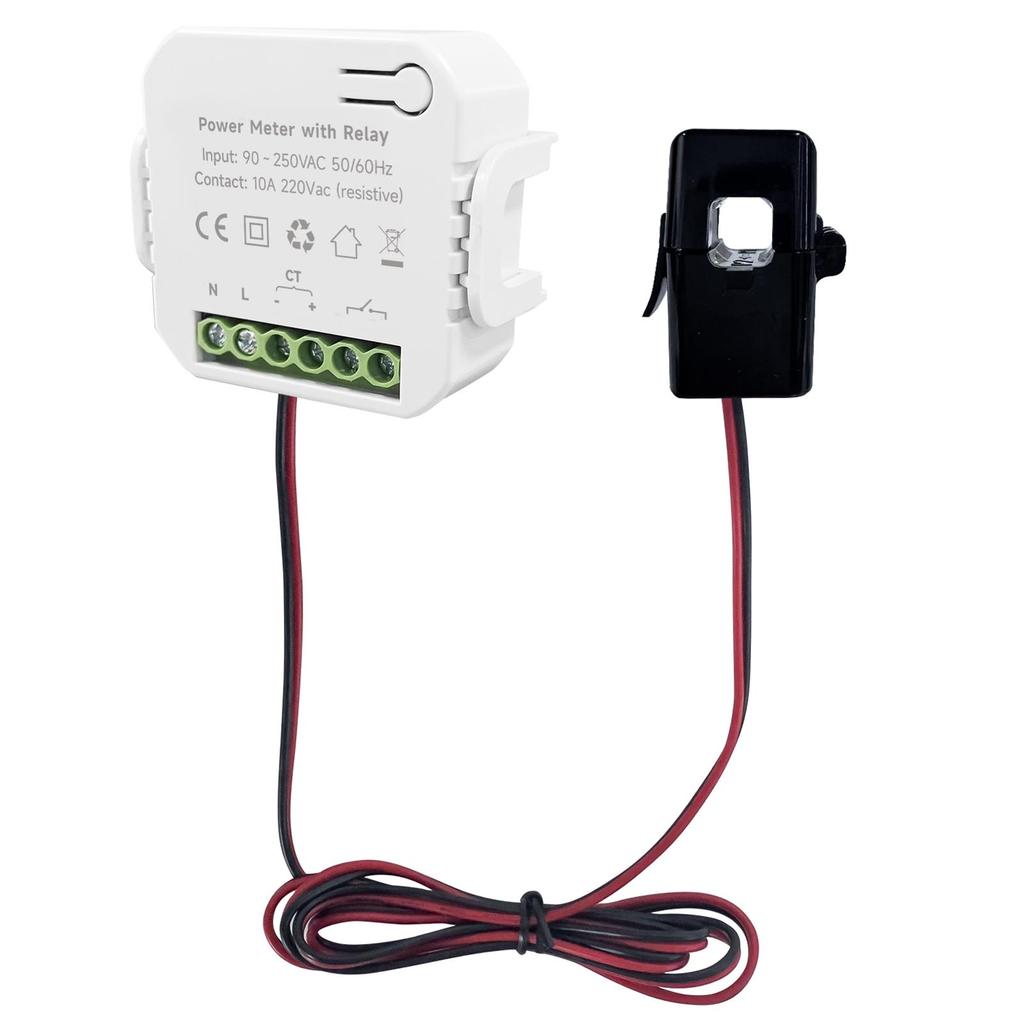 Monitor de energia inteligente WiFi, medidor de eletricidade monofásico com transformador de corrente CT de 200 A