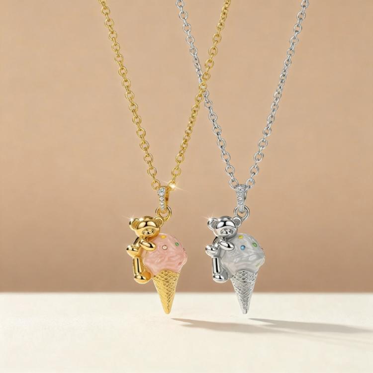 Koala Ice Cream Charm Necklace Adjustable Length Copper Pendant For Her