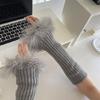 Punk Sleeve Feathered Gloves Wrist Warmer for Costume Party Short Mitten