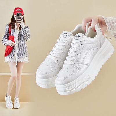 Women‘s Casual Chunky Platform Sneakers Breathable PU Leather Anti-Slip Sport Walking Shoes for Women Outdoor Comfortable Lace-up Tennis Sneakers
