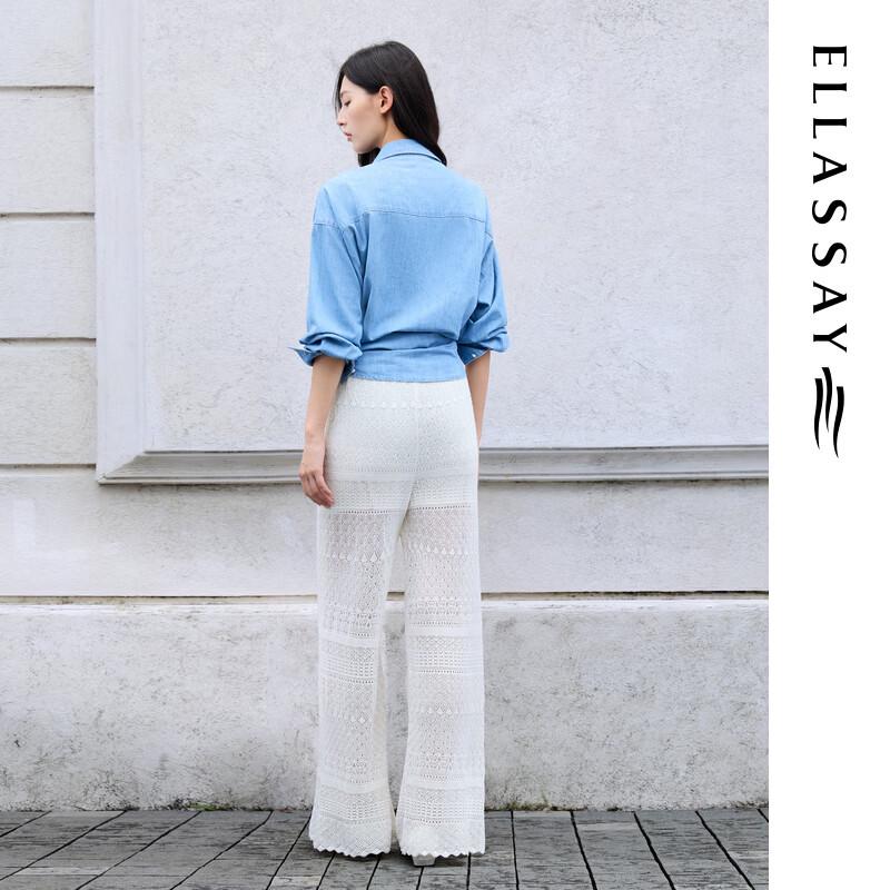 ELLASSAY Floral Embroidery Denim Shirt