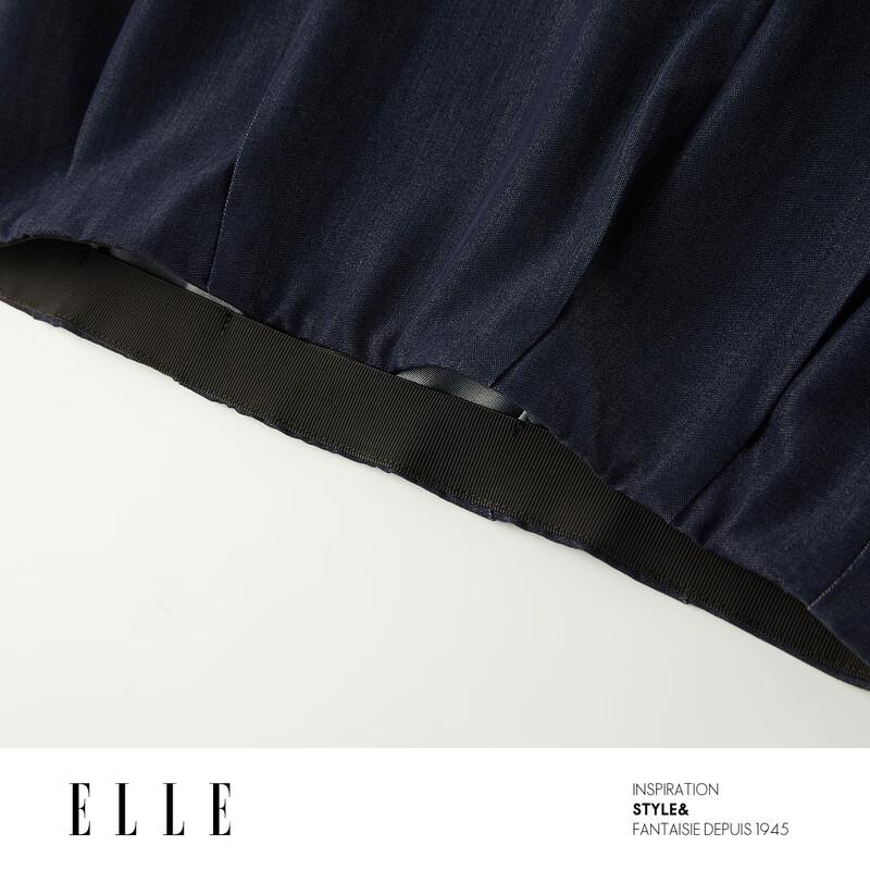 ELLE Women's French Retro Pleated Denim Shirt
