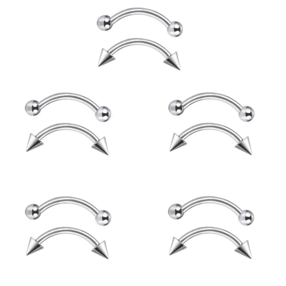 10/20pcs Surgical Steel Eyebrow Ring 3mm Ball Cone 6/8/10/12/14mm Curved Barbell Bar Ear Body Piercing