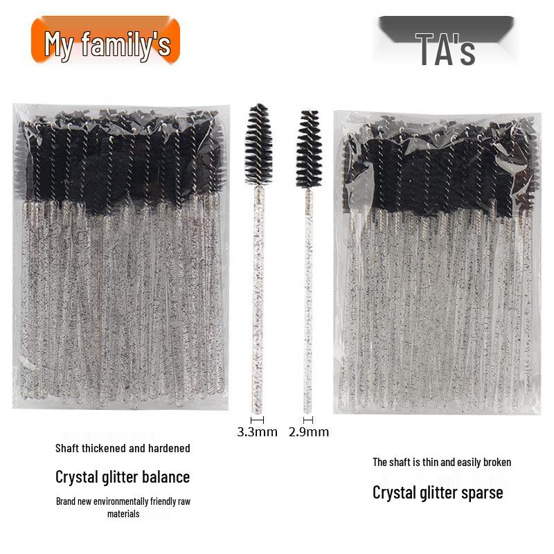 Crystal Handle Disposable Eyelash and Eyebrow Brush - 50 Pack Spiral Comb for Extensions