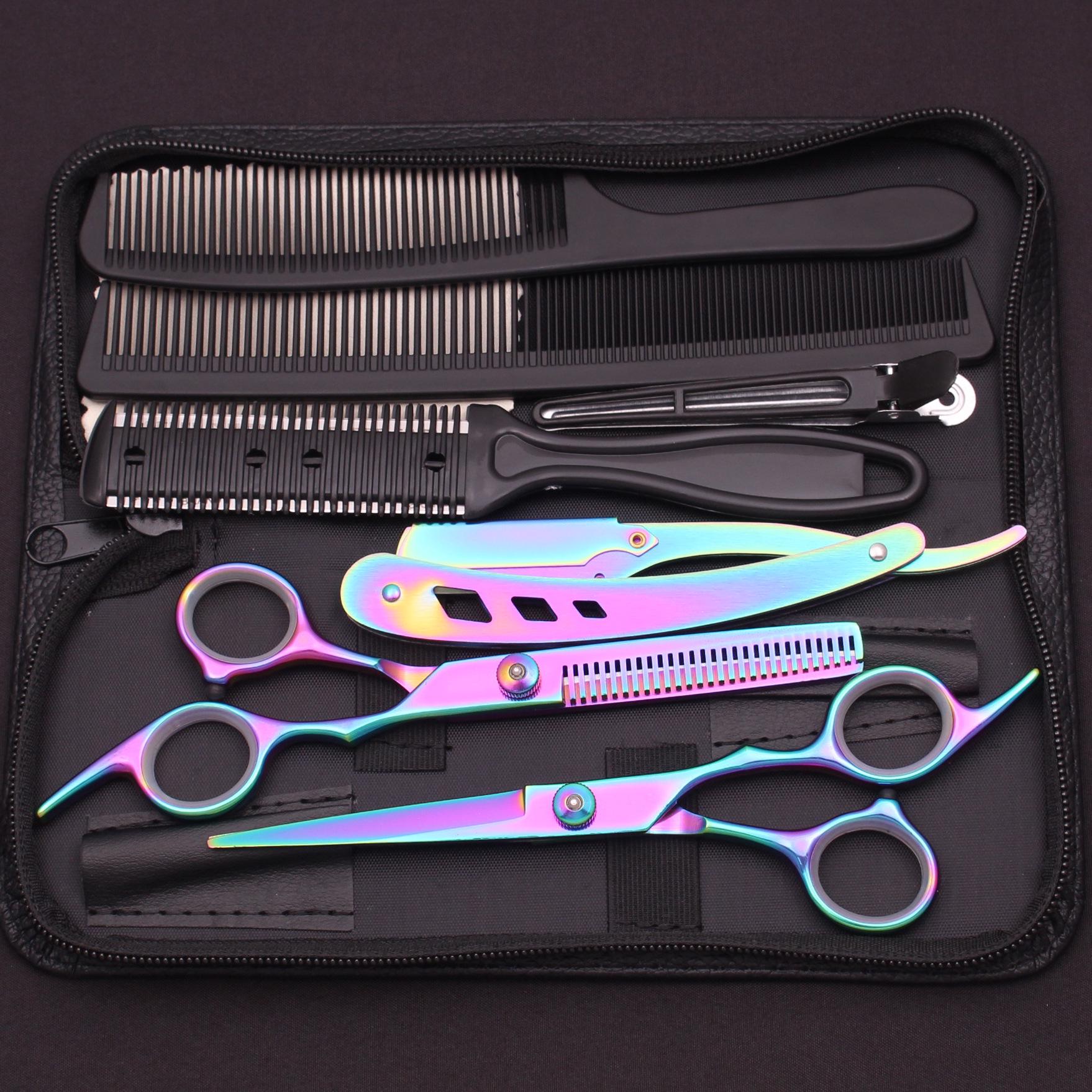 

Professional Hairdressing Scissors Set: Flat, Thinning, Bangs, and Razor Tools for Hair Styling