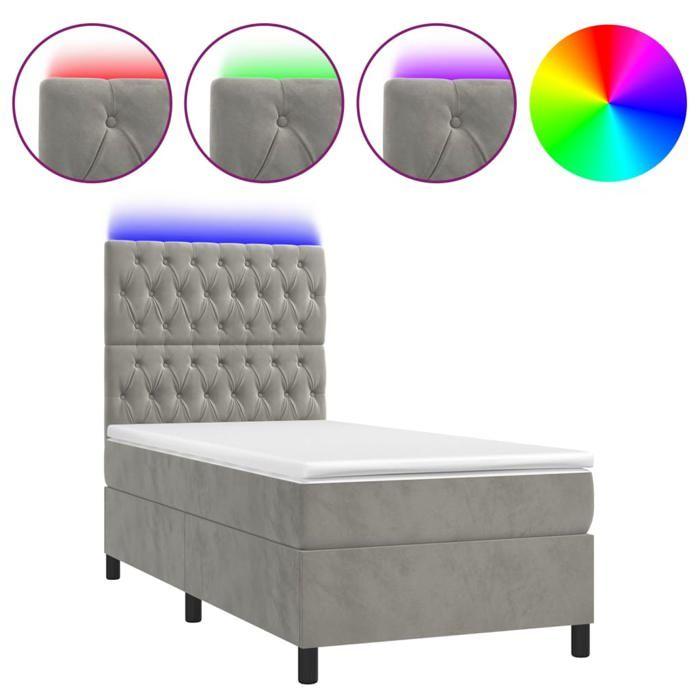 VidaXL Slat Bed Base with Mattress and LEDs, Upholstered Bed, Single Bed, Adult Bed for Interior Bedroom, 3136281