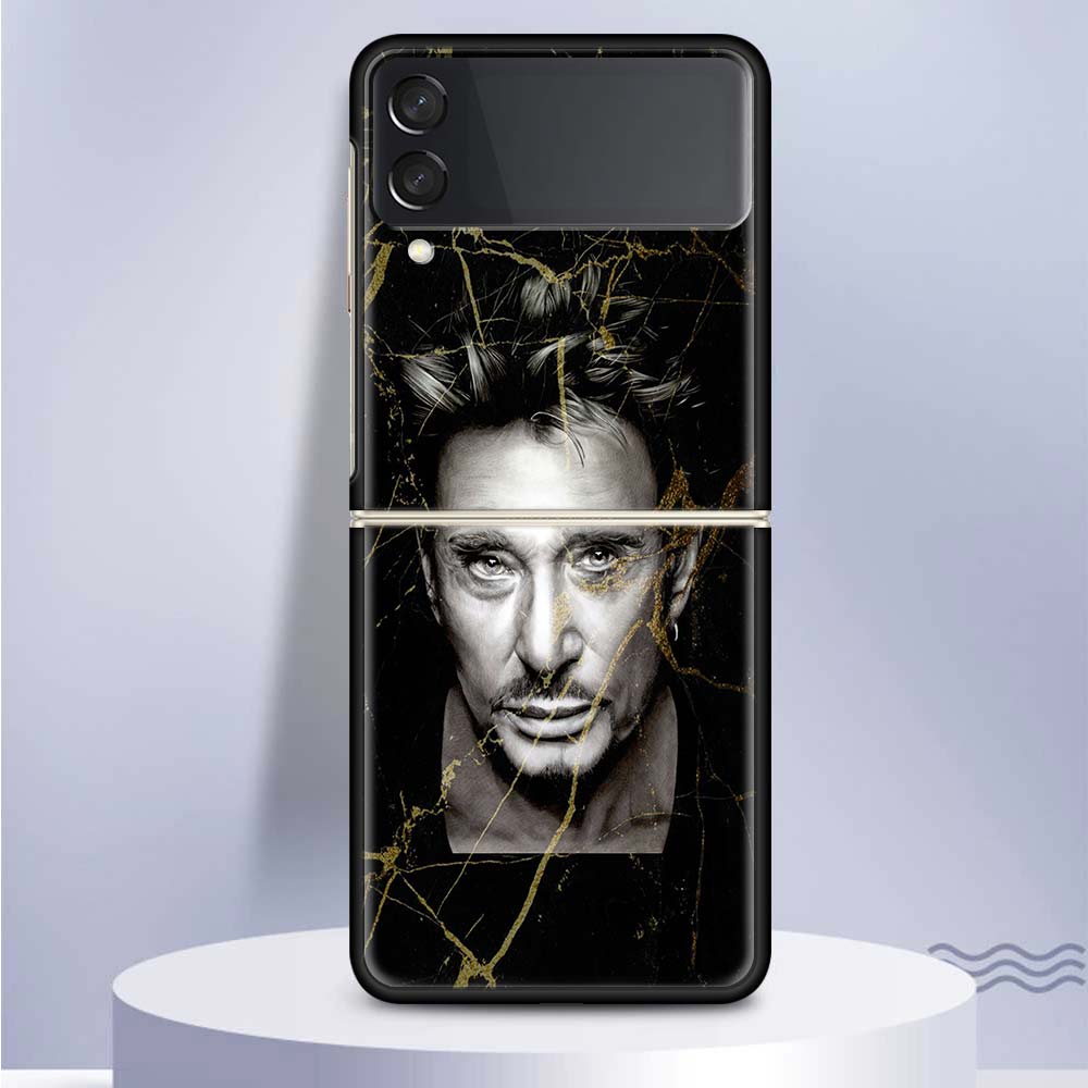 Johnny Hallyday Music Coque Phone Case For Samsung Galaxy Z Flip 6 5 4 3 5G Black Hard Cover ZFlip6 ZFlip5 ZFlip4 ZFlip3 Fundas