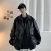 PU Leather Jacket for Men Spring New Korean Style Trendy Loose and Handsome Leather Jacket Hong Kong Style Clothes Youth Jacket