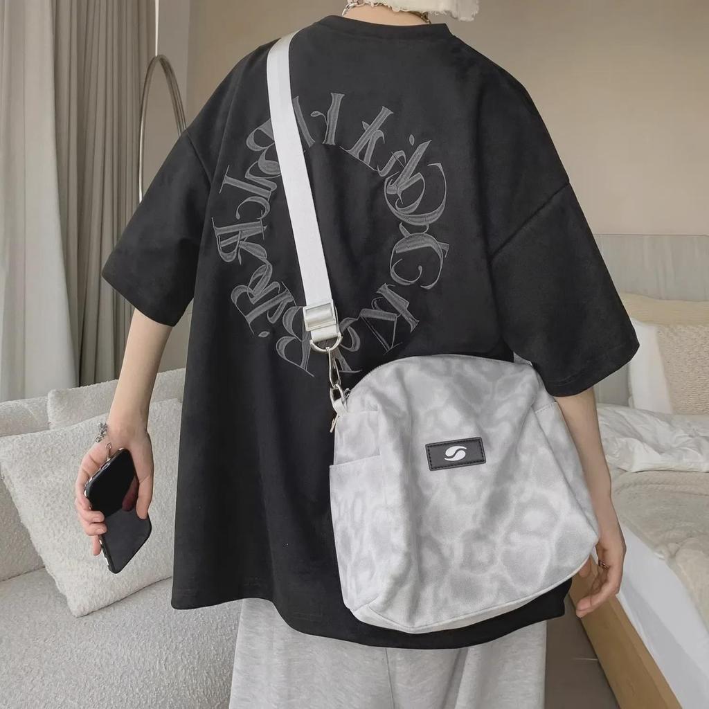 Men's Trendy Oversized Gray Suede T-Shirt, Short-Sleeve, Round Neck, Niche Heavyweight Design