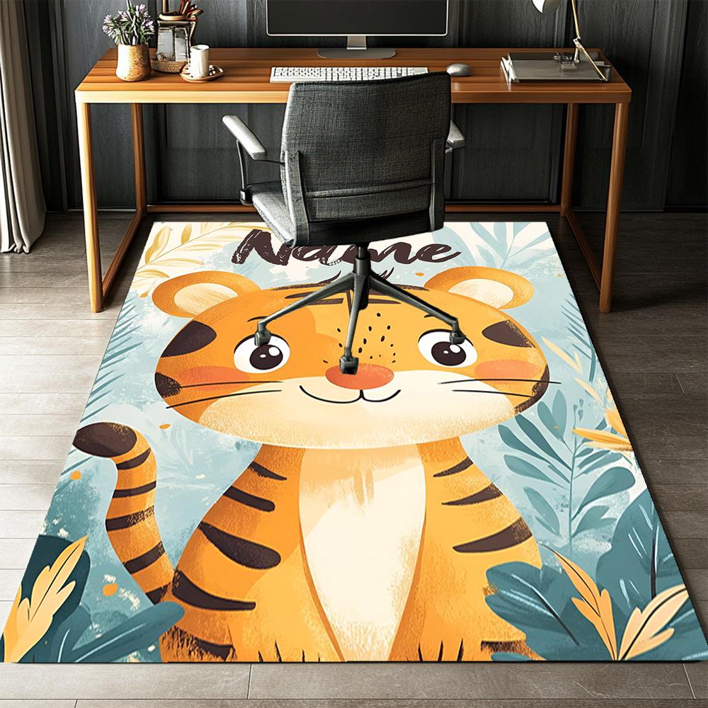 Custom Name Tiger Printed Carpet,Rug for Office Chair Living Room Bedroom Kitchen Room Decor Gifts.