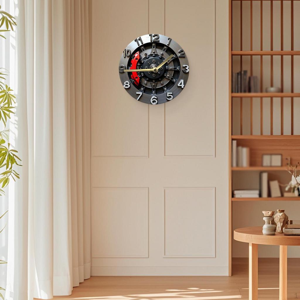 2D Flat Gear Wall Clock Battery Operated Decorative Timepiece for Dining Room Home Decor