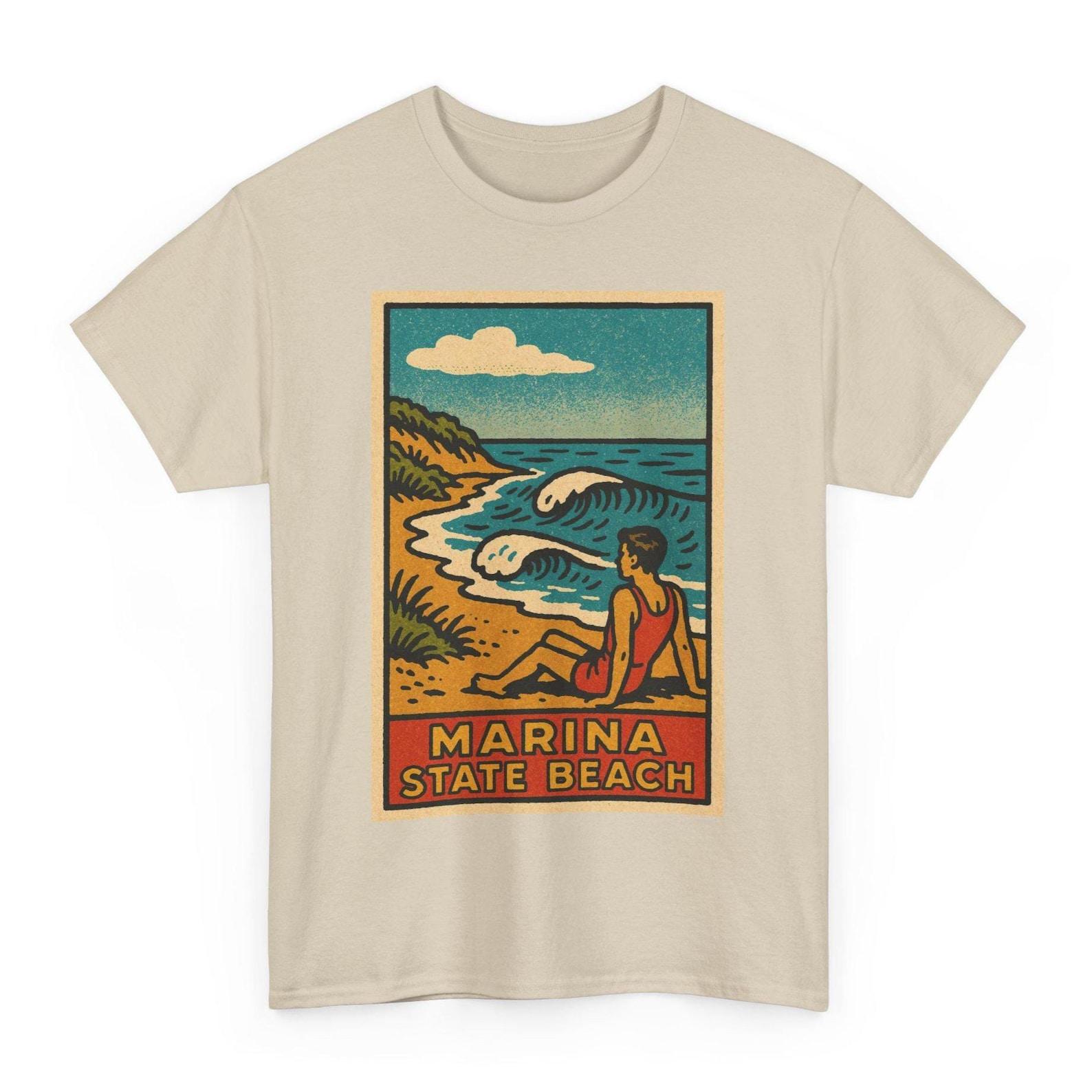 Marina State Beach T-Shirt: Retro Comic California Sunset Tee 2XL