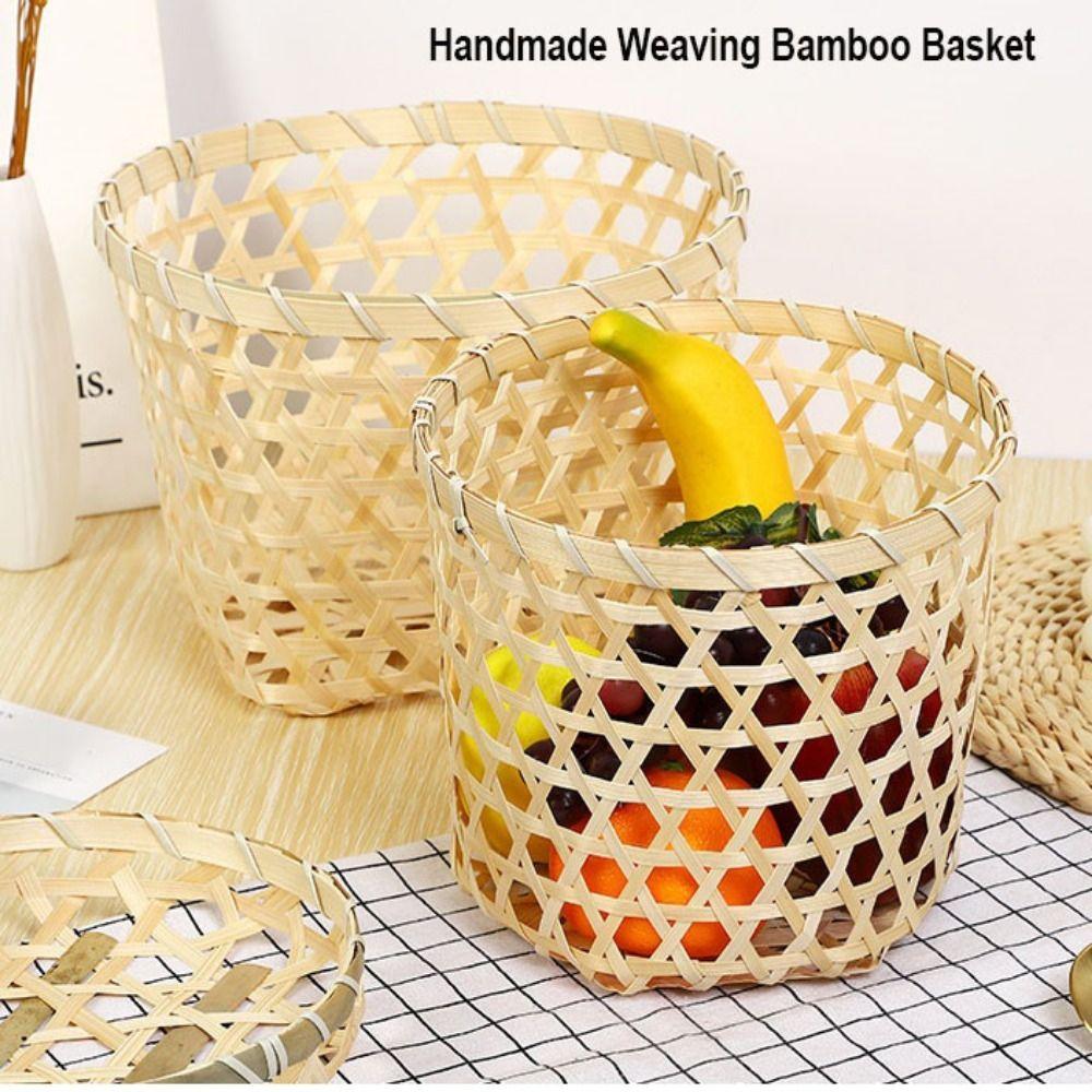 4 Stile Weben Bambuskorb DIY Handgemacht Küchenaufbewahrungskorb Täglicher Gebrauch Aufbewahrung
